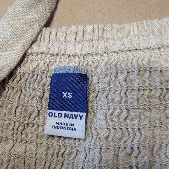 Old Navy Size XS Natural Linen Color, Fit & Flare Linen-Blend Midi Dress - Picture 12 of 13